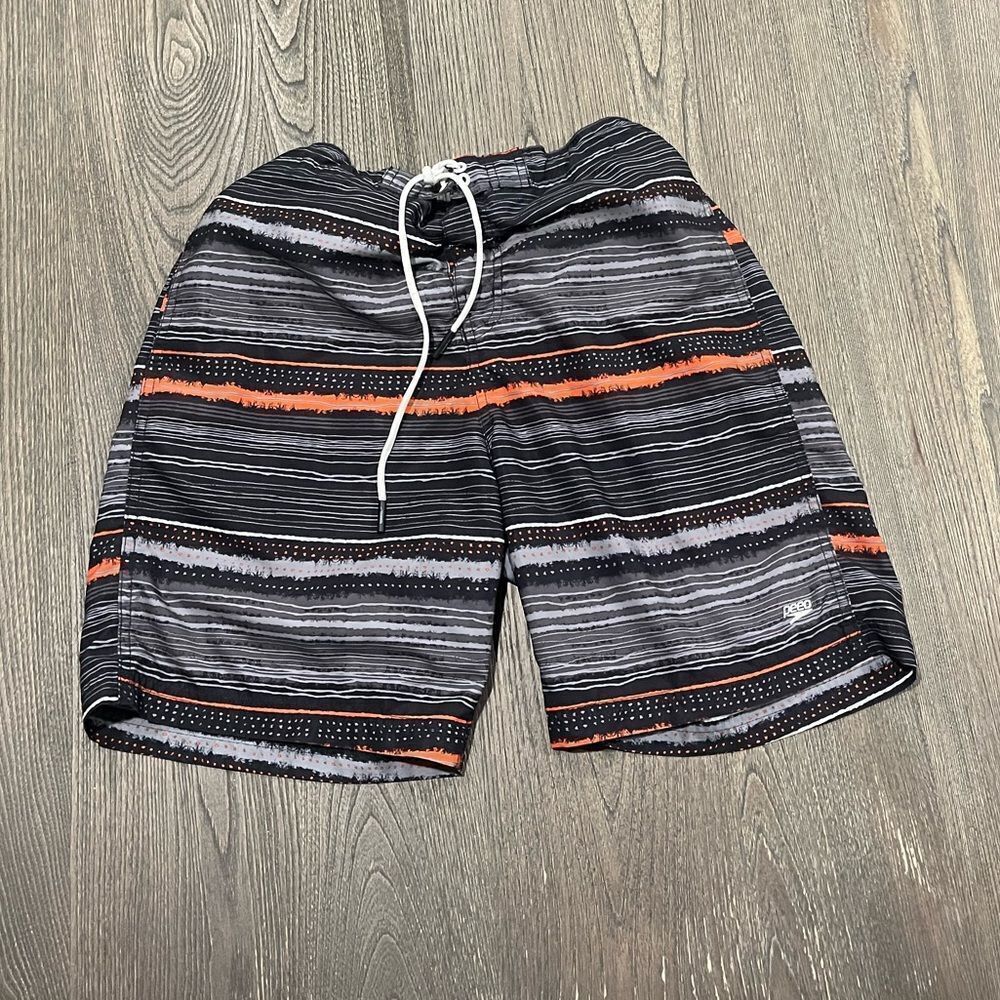 Speedo Gray Orange Drawstring Board Shorts Size M